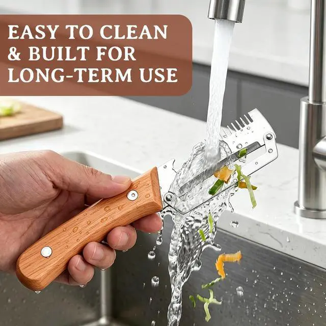 Alt view image 5 of 6 - 2 Pcs Multi-Functional Vegetable Peeler, Stainless Steel Thickened Fruit Peeler Knife with Wooden Handle & Bottle Opener, 2-in-1/3-in-1 Kitchen Tool for Home Cooking
