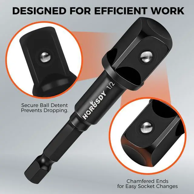 Alt view image 4 of 7 - 7-Piece High Torque Impact Socket Adapter & Magnetic Bit Holder Set, 1/4" Hex Shank Drill Socket Adapter to 1/2" 3/8" 1/4" Drive, Magnetic Bit Holder for Impact Driver & Drill, With Organizer Rack