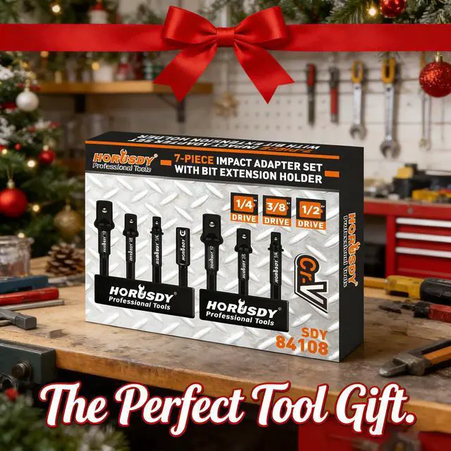 Alt view image 7 of 7 - 7-Piece High Torque Impact Socket Adapter & Magnetic Bit Holder Set, 1/4" Hex Shank Drill Socket Adapter to 1/2" 3/8" 1/4" Drive, Magnetic Bit Holder for Impact Driver & Drill, With Organizer Rack