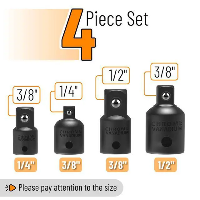 Alt view image 2 of 7 - Impact Socket Adapter and Reducer Set, 4-pcs, Impact Sockets Adapter Sets, Impact Adapter, Socket Adapter Set