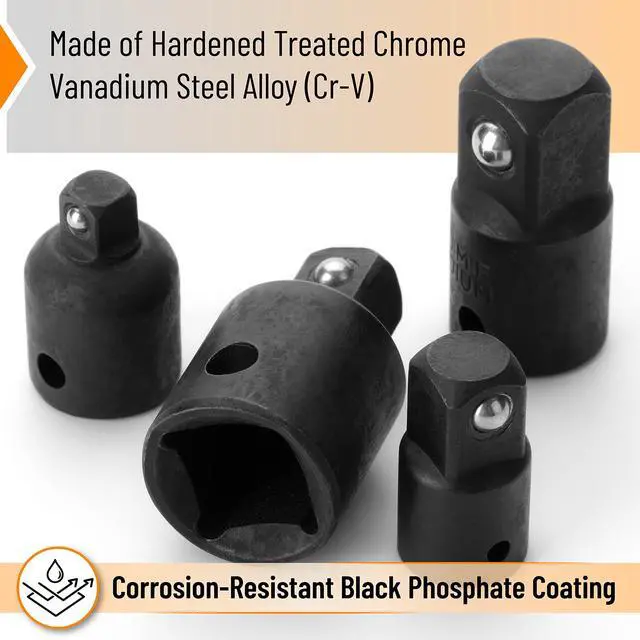Alt view image 3 of 7 - Impact Socket Adapter and Reducer Set, 4-pcs, Impact Sockets Adapter Sets, Impact Adapter, Socket Adapter Set