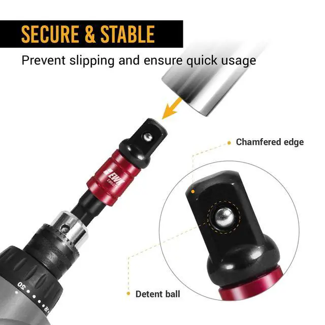 Alt view image 4 of 5 - 3-Pcs CR-MO Impact Socket Adapter Set, 1/4" Hex Shank to 1/4", 3/8", 1/2" Drive, Drill Nut Driver Bit Extensions for Impact Driver, Power Drill, Electric Screwdriver and Ratchet