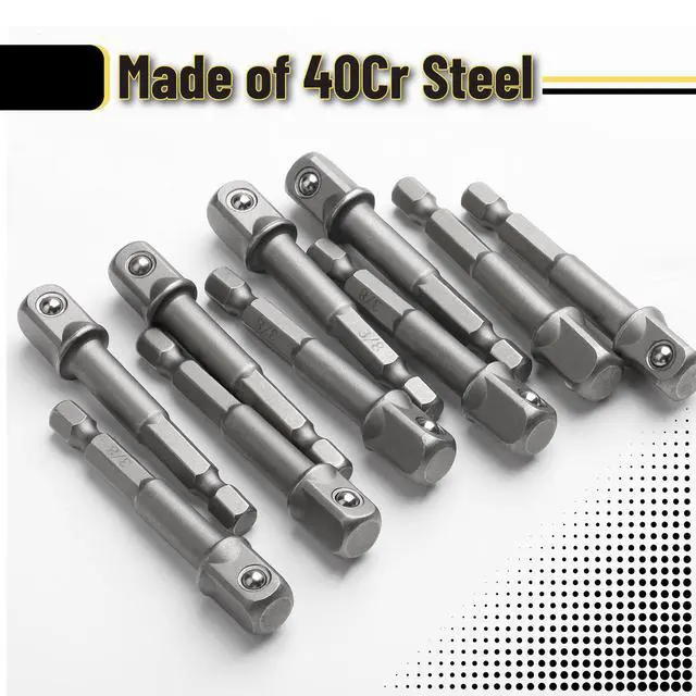 Alt view image 4 of 6 - Impact Adapter Square Socket Set, 10 pcs, 3/8" Square Tip, Drill Socket Adapter Set, Hex Impact Socket Adapter Set, Socket Adapter for Drill, 1/4" Hex Shank Impact Driver Socket Adapter