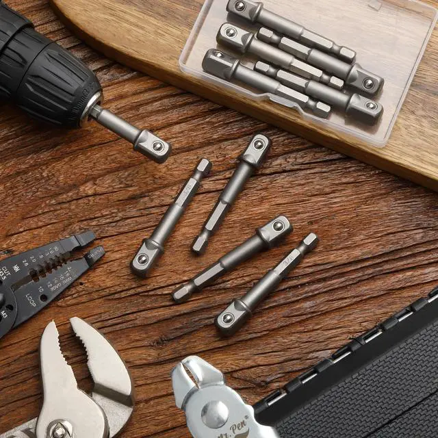 Alt view image 6 of 6 - Impact Adapter Square Socket Set, 10 pcs, 3/8" Square Tip, Drill Socket Adapter Set, Hex Impact Socket Adapter Set, Socket Adapter for Drill, 1/4" Hex Shank Impact Driver Socket Adapter