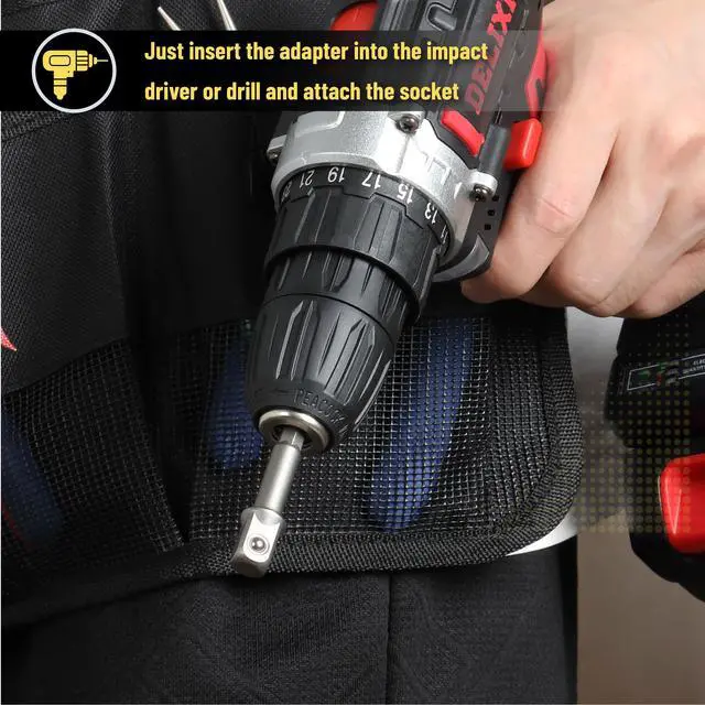 Alt view image 5 of 6 - Impact Adapter Square Socket Set, 10 pcs, 3/8" Square Tip, Drill Socket Adapter Set, Hex Impact Socket Adapter Set, Socket Adapter for Drill, 1/4" Hex Shank Impact Driver Socket Adapter