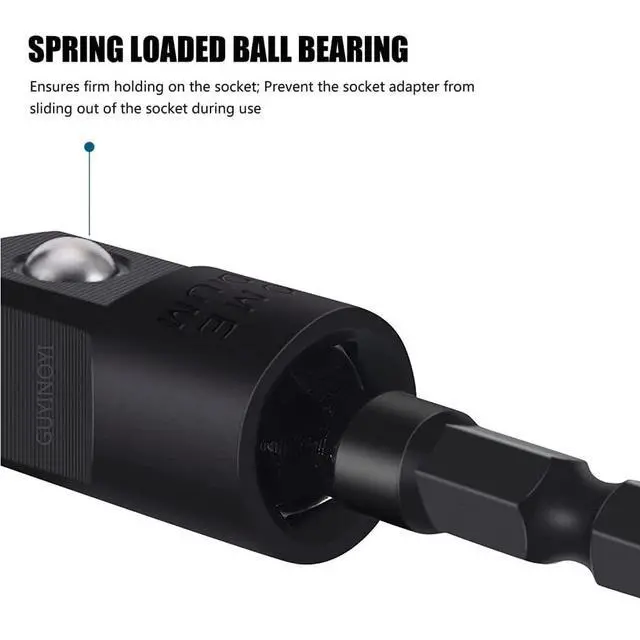 Alt view image 5 of 7 - 3 Pieces Wobble Socket Adapters, 1/4" Hex Shank to 1/4" 3/8" 1/2" Square Socket Drives, 360° Rotatable Universal Joint Swivel Socket Set for Cordless Drills Ratchet Extension