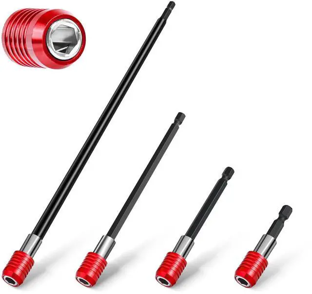Main image of Drill Bit Extension 2/4/6/12, Magnetic Bit Holder 4 Pcs, Drill Extension Bit Holder 1/4 Hex, Bit Holder for Impact Driver CR-V Steel Quick Release for Screwdriver Bit Nut Drill Socket