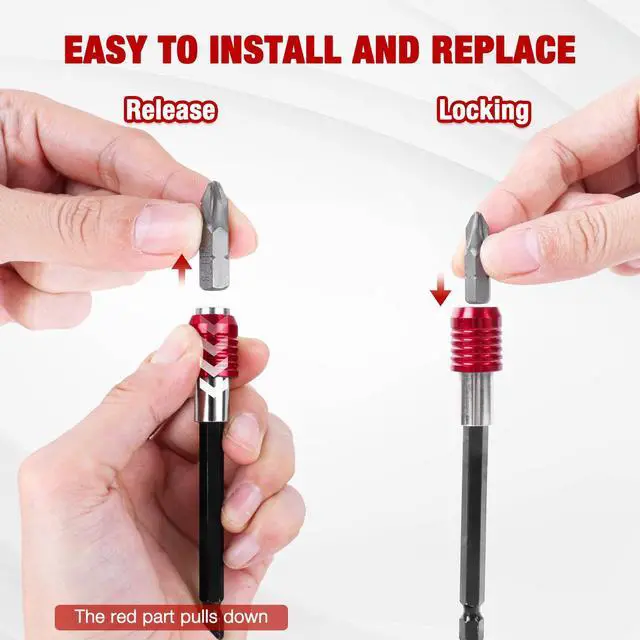 Alt view image 3 of 7 - Drill Bit Extension 2/4/6/12, Magnetic Bit Holder 4 Pcs, Drill Extension Bit Holder 1/4 Hex, Bit Holder for Impact Driver CR-V Steel Quick Release for Screwdriver Bit Nut Drill Socket