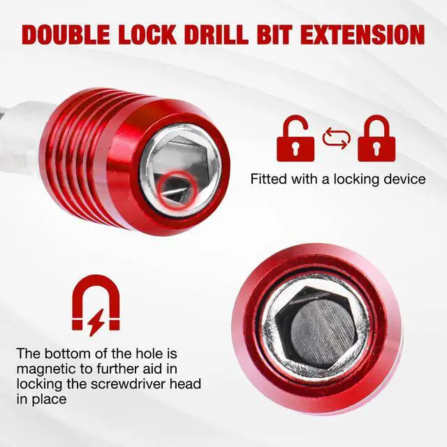 Alt view image 2 of 7 - Drill Bit Extension 2/4/6/12, Magnetic Bit Holder 4 Pcs, Drill Extension Bit Holder 1/4 Hex, Bit Holder for Impact Driver CR-V Steel Quick Release for Screwdriver Bit Nut Drill Socket