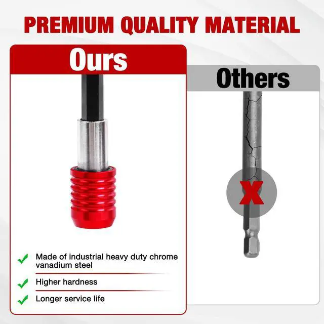 Alt view image 4 of 7 - Drill Bit Extension 2/4/6/12, Magnetic Bit Holder 4 Pcs, Drill Extension Bit Holder 1/4 Hex, Bit Holder for Impact Driver CR-V Steel Quick Release for Screwdriver Bit Nut Drill Socket