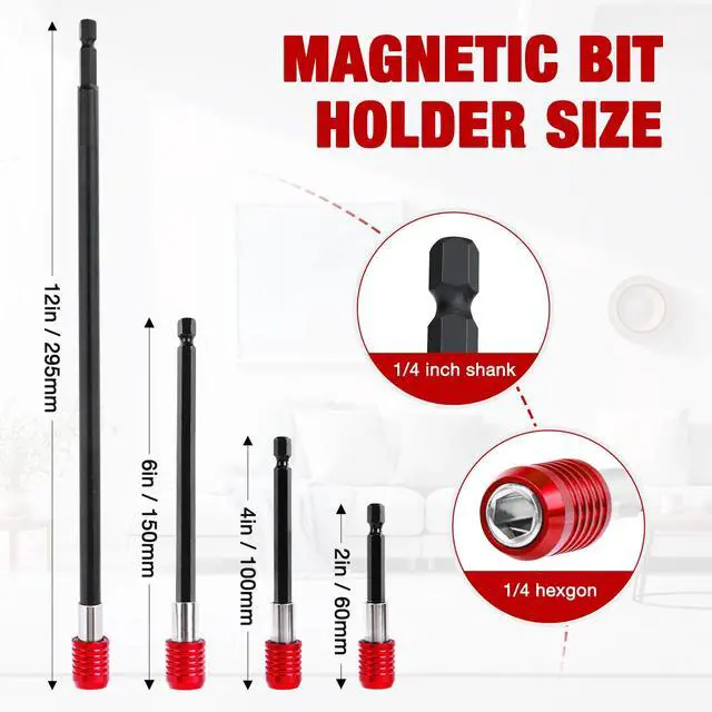 Alt view image 5 of 7 - Drill Bit Extension 2/4/6/12, Magnetic Bit Holder 4 Pcs, Drill Extension Bit Holder 1/4 Hex, Bit Holder for Impact Driver CR-V Steel Quick Release for Screwdriver Bit Nut Drill Socket