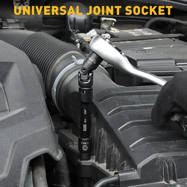 Alt view image 5 of 6 - 4-Piece 3/8" Drive Socket Extension Bar Set, 3, 6, 10 inch Professional Extension Set, 3/8 Inch Drive Universal Joint Socket, Premium Cr-V Steel Sockets Wrench Extender