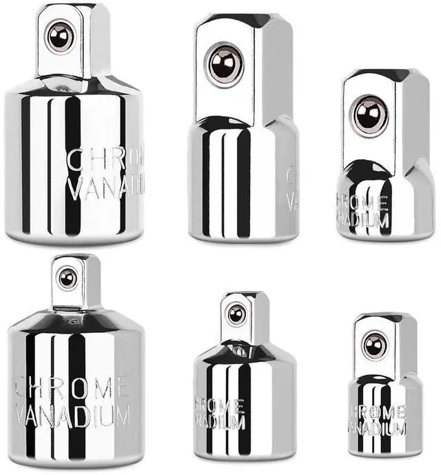 Main image of 6 Piece Socket Adapter and Reducer Set, 1/4", 3/8", 1/2" Chrome Vanadium Steel Ratchet/Socket Extension/Conversion Kit for Automotive Maintenance