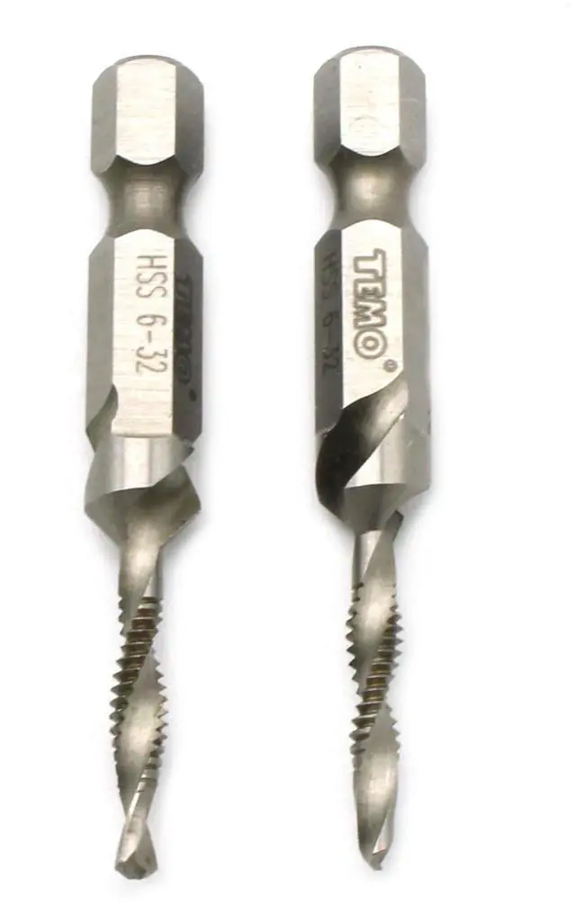 Alt view image 3 of 3 - 2p M2 HSS 6-32 Combination Drill and Tap Deburr Countersink Hex Bit