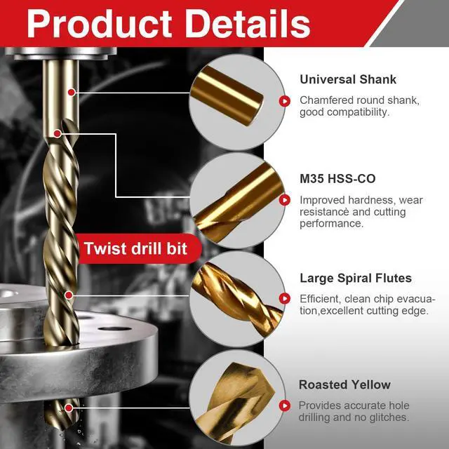 Alt view image 4 of 7 - M6 x 1 Tap and 5.0mm Drill Bit Set, HSS M2 Taps and M35 Cobalt Drill Bits