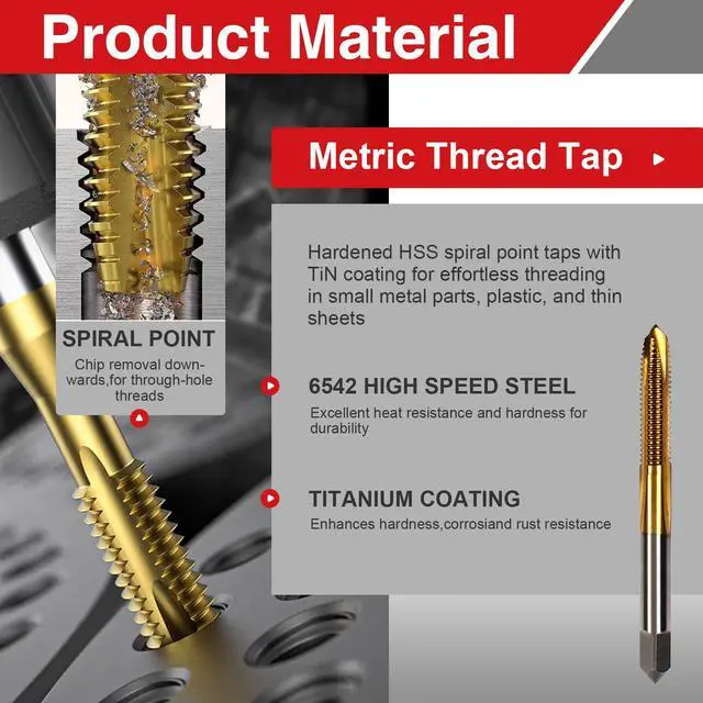 Alt view image 6 of 7 - M6 x 1 Tap and 5.0mm Drill Bit Set, HSS M2 Taps and M35 Cobalt Drill Bits