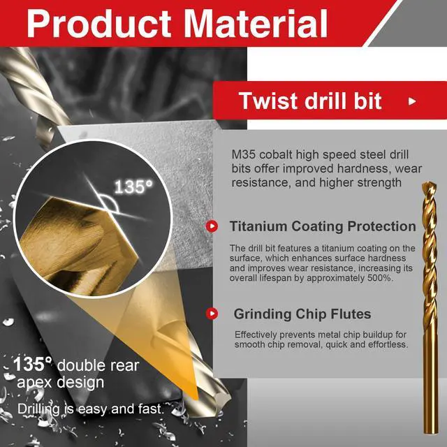 Alt view image 7 of 7 - M6 x 1 Tap and 5.0mm Drill Bit Set, HSS M2 Taps and M35 Cobalt Drill Bits