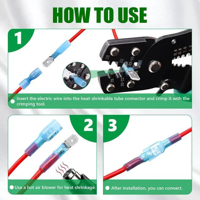 Alt view image 5 of 6 - /100PCS Heat Shrink Spade Connectors Kit 22-10 AWG Female and Male Spade Terminlas Quick Disconnect Connectors Fully Insulated Electrical Wire Crimp Connector for Automotive Marine N-070-100PCS