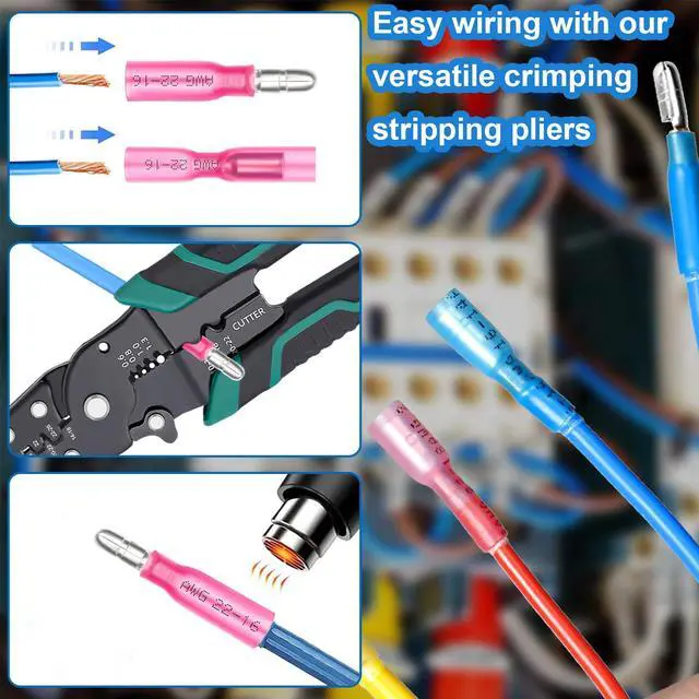 Alt view image 4 of 5 - 110PCS Heat Shrink Bullet Connectors Assortment Kit 22-10AWG Waterproof Bullet connectors Heat Shrink Female&Male Terminal for Automotive Boat Stereo Industrial Equipment