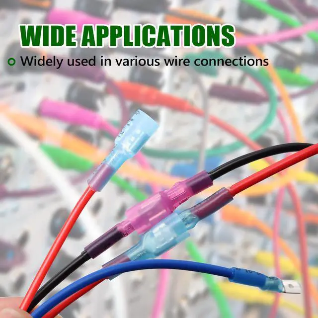 Alt view image 6 of 6 - /100PCS Heat Shrink Spade Connectors Kit 22-10 AWG Female and Male Spade Terminlas Quick Disconnect Connectors Fully Insulated Electrical Wire Crimp Connector for Automotive Marine N-070-100PCS