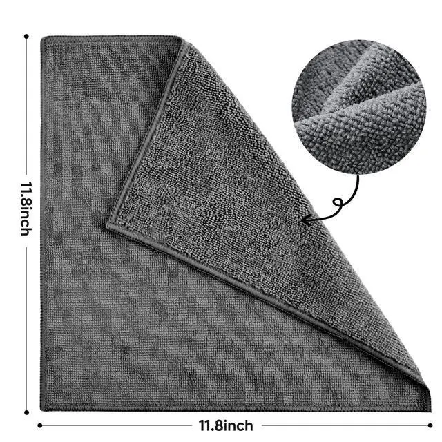 Alt view image 2 of 6 - 10 PCS Grey Microfiber Cleaning Cloths, Assorted Cleaning Rags