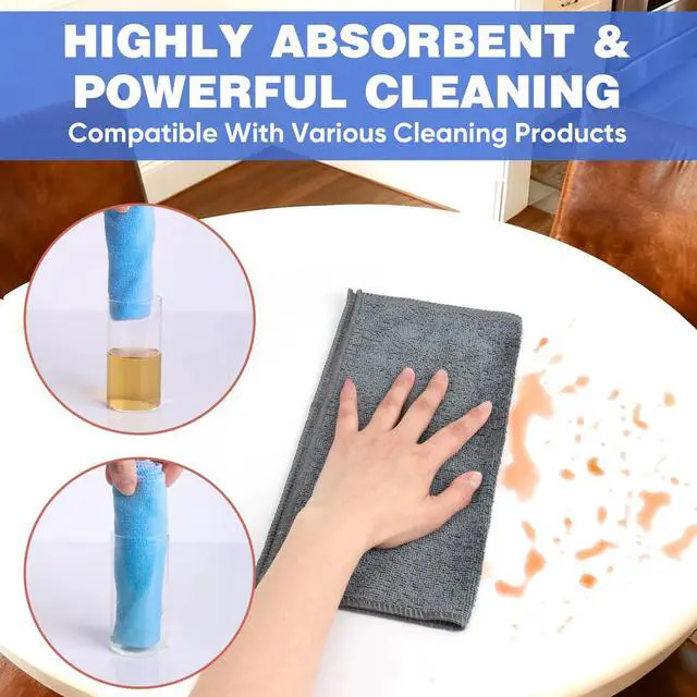 Alt view image 3 of 6 - 10 PCS Grey Microfiber Cleaning Cloths, Assorted Cleaning Rags