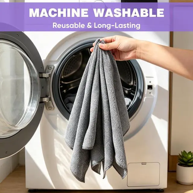 Alt view image 6 of 6 - 10 PCS Grey Microfiber Cleaning Cloths, Assorted Cleaning Rags