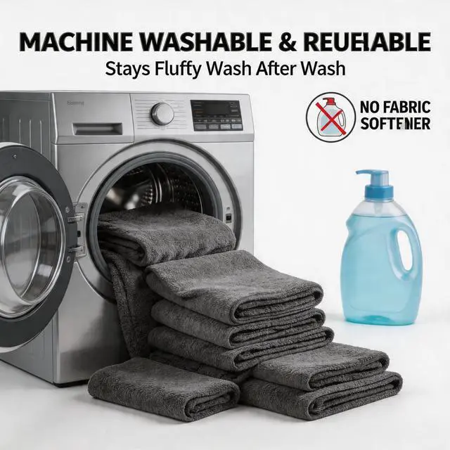 Alt view image 7 of 7 - 10 Pack Microfiber Cleaning Cloths, Thickened Streak Free & Lint Free Glass Cleaning Towels, Reusable Washable Cloths for Car Windows, Kitchen, Mirrors, Stainless Steel - 12x12 Inches Grey (30x30cm)