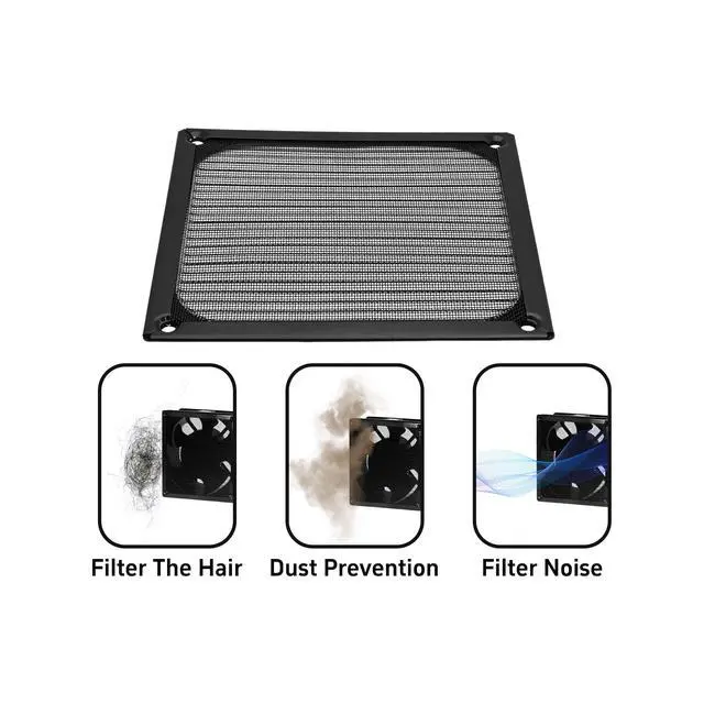 Alt view image 4 of 6 - 2Pcs 120mm Computer Fan Dust Filter Grill with Screws, Aluminum Frame Stainless Steel Mesh Dustproof Cover for Computer Case(Black)