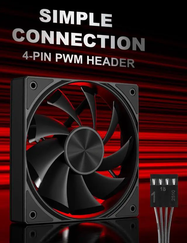 Alt view image 2 of 7 - 120mm Computer Case Fan with PWM 4-Pin Interface High Performance Cooling Low Noise for Enhanced PC Cooling Black U3K1