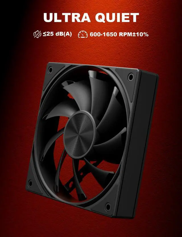 Alt view image 3 of 7 - 120mm Computer Case Fan with PWM 4-Pin Interface High Performance Cooling Low Noise for Enhanced PC Cooling Black U3K1