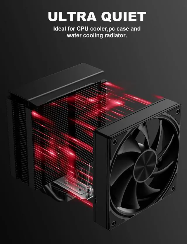 Alt view image 7 of 7 - 120mm Computer Case Fan with PWM 4-Pin Interface High Performance Cooling Low Noise for Enhanced PC Cooling Black U3K1