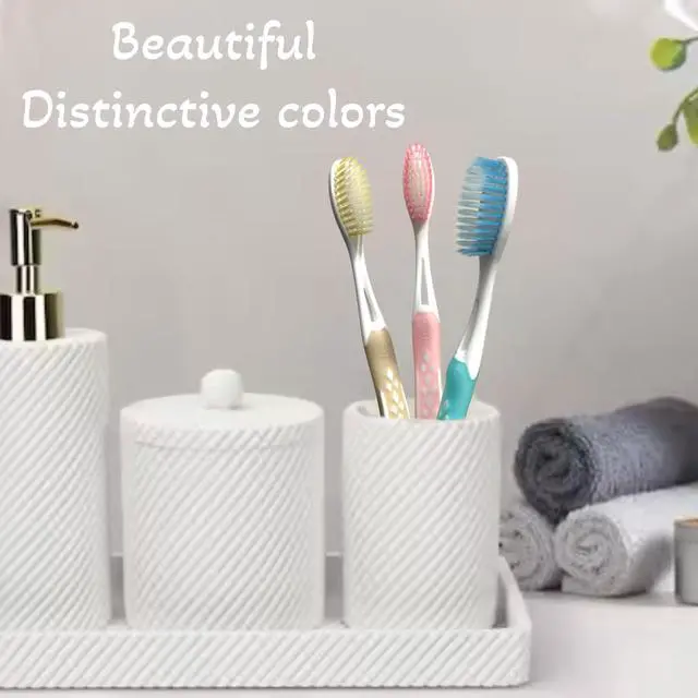 Alt view image 6 of 7 - 3pc Soft Toothbrush Deep Cleaning Sensitive Teeth Gum Extra Fine Bristles Ergonomic Non-Slip Comfort Hold Easy Grip Tooth Brush & Caps BPA-Free