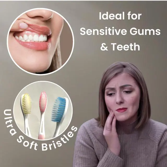 Alt view image 7 of 7 - 3pc Soft Toothbrush Deep Cleaning Sensitive Teeth Gum Extra Fine Bristles Ergonomic Non-Slip Comfort Hold Easy Grip Tooth Brush & Caps BPA-Free