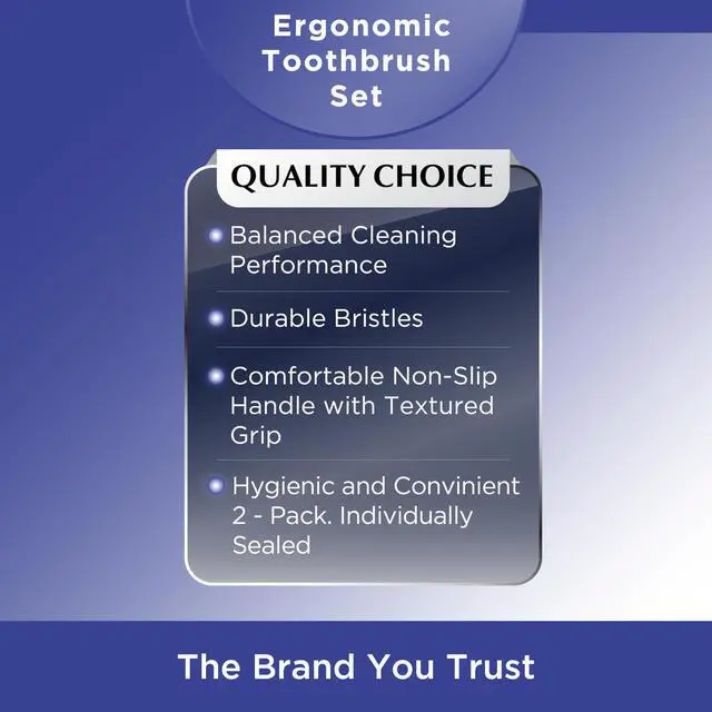 Alt view image 3 of 3 - Medium Bristle Toothbrushes 2 Pack. Ergonomic Comfort Grip Handles, Compact Head Design for Hard to Reach Areas, Gentle Yet Effective Oral Care and Plaque Removal for Adults and Teens