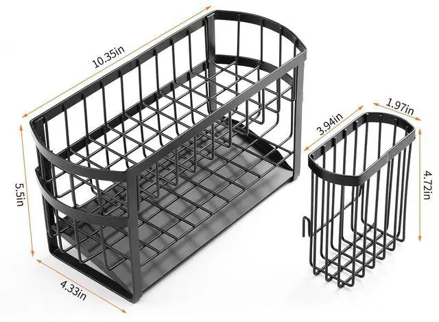 Alt view image 4 of 6 - Kitchen Sink Caddy, 2-Tier Sponge Holder with Drain for Countertop