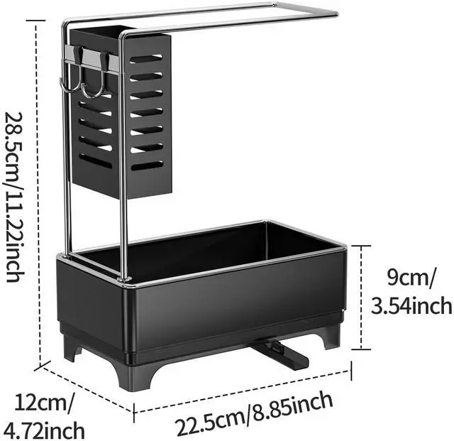 Alt view image 5 of 7 - 2-Tier Sponge Holder for Kitchen Sink, Sink Caddy Organizer Black
