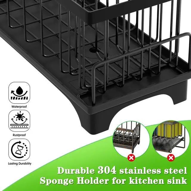 Alt view image 3 of 7 - Sponge Holder for Kitchen Sink, Compact Sink Caddy with Brush Holder