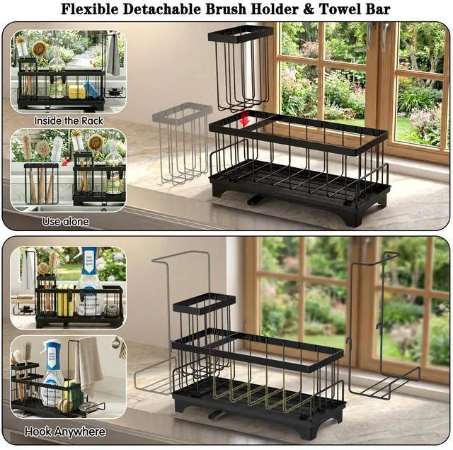 Alt view image 5 of 7 - Sponge Holder for Kitchen Sink, Compact Sink Caddy with Brush Holder