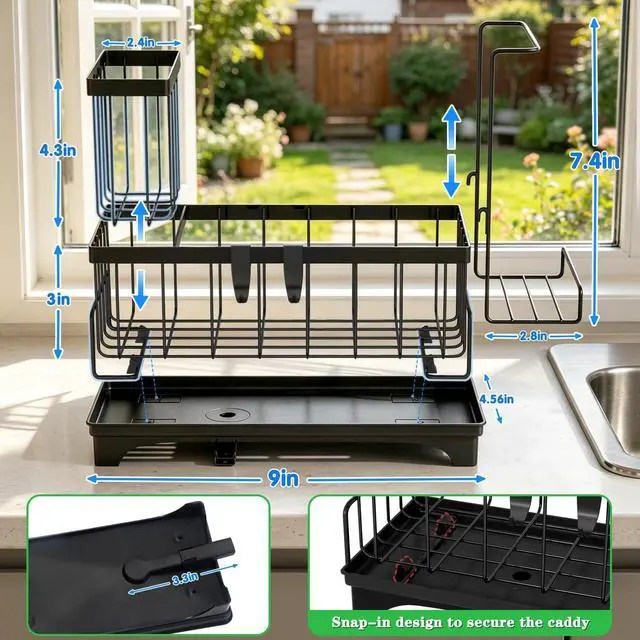 Alt view image 2 of 7 - Sponge Holder for Kitchen Sink, Compact Sink Caddy with Brush Holder
