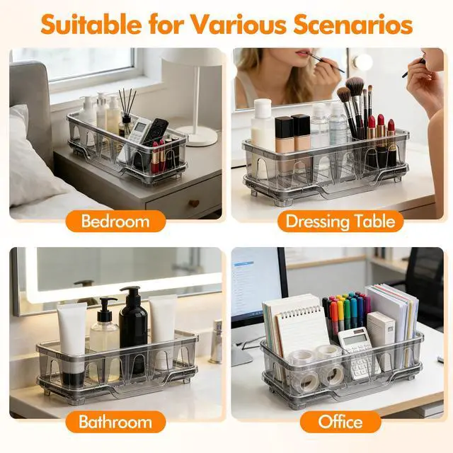 Alt view image 4 of 7 - Kitchen Sink Sponge Holder, Sink Caddy Organizer with Compartments, Self-Draining and Easy-Clean Design, Sink Caddy for Kitchen Sink, Bathroom, Vanity, Countertop Storage, Kitchen Sink Caddy Organizer