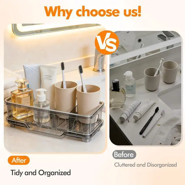 Alt view image 5 of 7 - Kitchen Sink Sponge Holder, Sink Caddy Organizer with Compartments, Self-Draining and Easy-Clean Design, Sink Caddy for Kitchen Sink, Bathroom, Vanity, Countertop Storage, Kitchen Sink Caddy Organizer