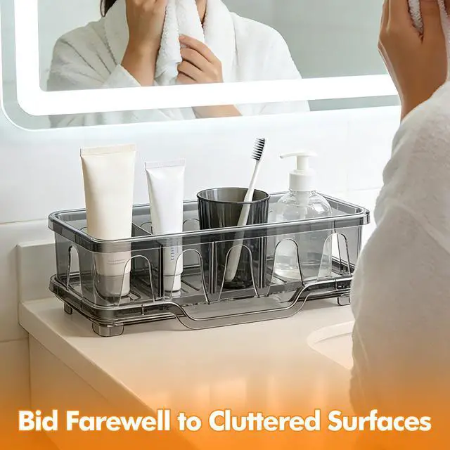 Alt view image 7 of 7 - Kitchen Sink Sponge Holder, Sink Caddy Organizer with Compartments, Self-Draining and Easy-Clean Design, Sink Caddy for Kitchen Sink, Bathroom, Vanity, Countertop Storage, Kitchen Sink Caddy Organizer