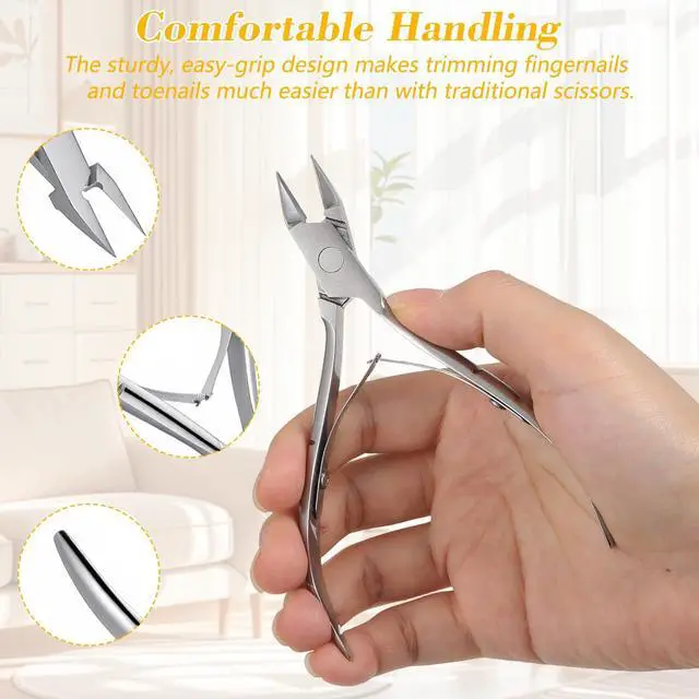 Alt view image 4 of 7 - Ingrown Toenail Clipper, Straight Blade Toenail Clippers for Seniors Thick Nails Stainless Steel Ingrown Nail Clipper Ultra-Slim 16mm Blade Cuticle Cutters for Seniors Men Women Seniors