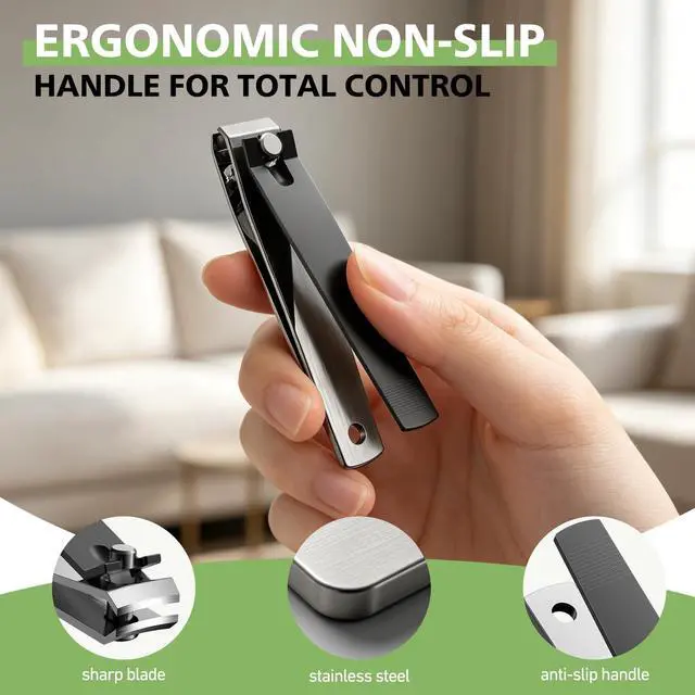Alt view image 5 of 6 - Ultra Sharp Nail Clippers Set | 2 Pack Heavy Duty Toe Nail Clippers for Seniors for Thick Toenails | Fingernail and Toenail Cutter for Men and Women - Black
