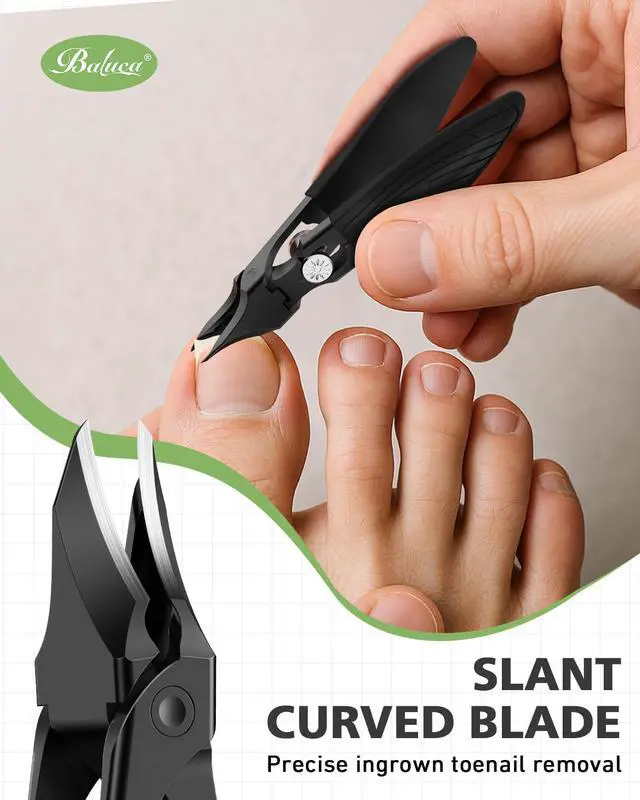 Alt view image 3 of 7 - Professional Ingrown Toenail Clipper - Slanted Toenail Clipper for Seniors & Thick Nails | Wide Jaw Curved Blade | Anti-Splash Safety Lock | Ergonomic Long Handle for Easy Trimming - Black