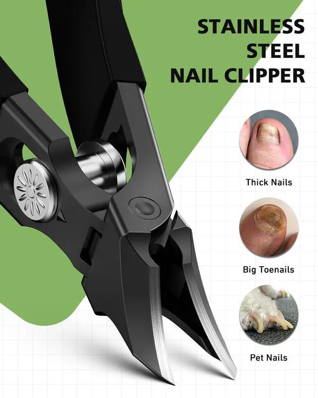 Alt view image 5 of 7 - Professional Ingrown Toenail Clipper - Slanted Toenail Clipper for Seniors & Thick Nails | Wide Jaw Curved Blade | Anti-Splash Safety Lock | Ergonomic Long Handle for Easy Trimming - Black