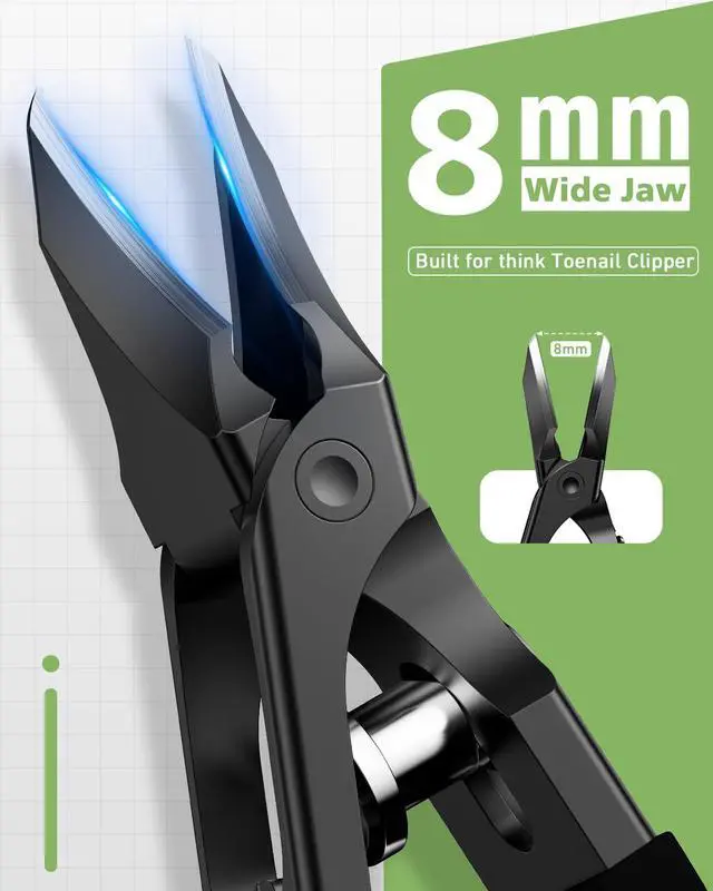 Alt view image 2 of 7 - Professional Ingrown Toenail Clipper - Slanted Toenail Clipper for Seniors & Thick Nails | Wide Jaw Curved Blade | Anti-Splash Safety Lock | Ergonomic Long Handle for Easy Trimming - Black