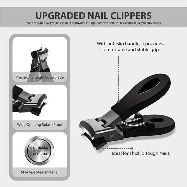 Alt view image 3 of 7 - 2Pcs Ingrown Toenail Treatment Kit with Wide Jaw Nail Clippers - Heavy Duty Angled Cutters for Thick Toenails & Seniors, Professional Stainless Steel Tools