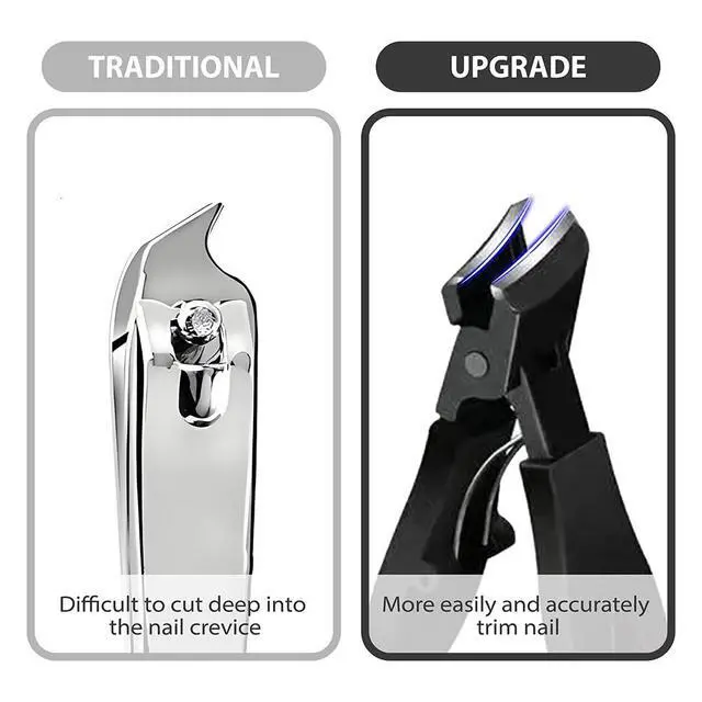 Alt view image 5 of 7 - 2Pcs Ingrown Toenail Treatment Kit with Wide Jaw Nail Clippers - Heavy Duty Angled Cutters for Thick Toenails & Seniors, Professional Stainless Steel Tools